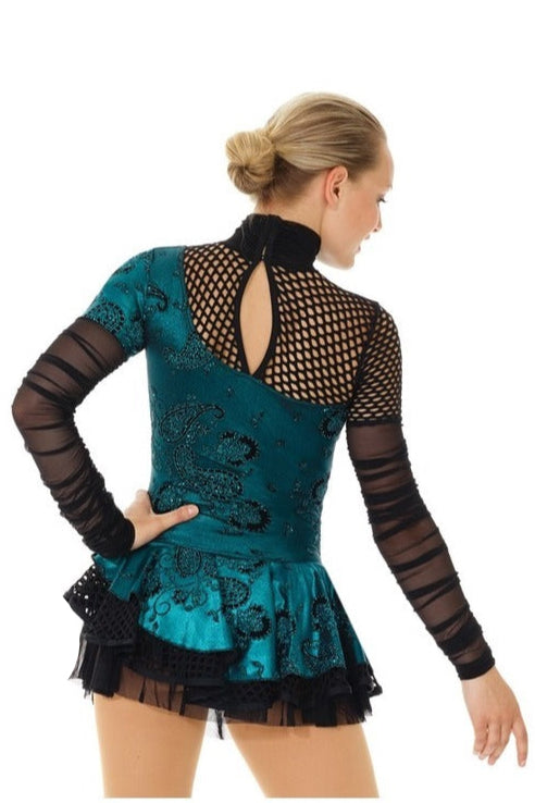 12925 Mondor Ice Skating Dress in Turquoise and Black - Age 10 - 12 Years - Clothing > Figure Skating Dresses