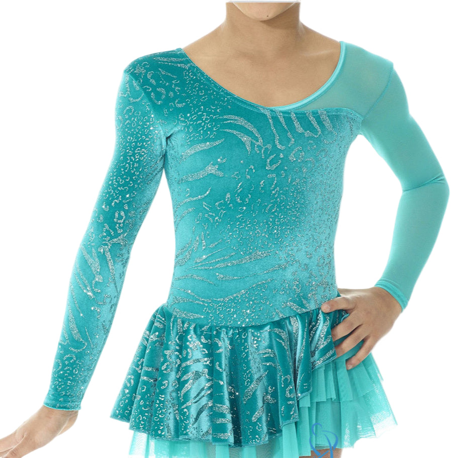 2971Z3 Ice Skating Dress by Mondor in Green with Glitter - 8-10 years - Clothing > Figure Skating Dresses