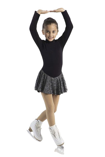 4406 Mondor Polartec Ice Skating Dress in Black & Silver - Age 8 - 10 years - Clothing > Figure Skating Dresses