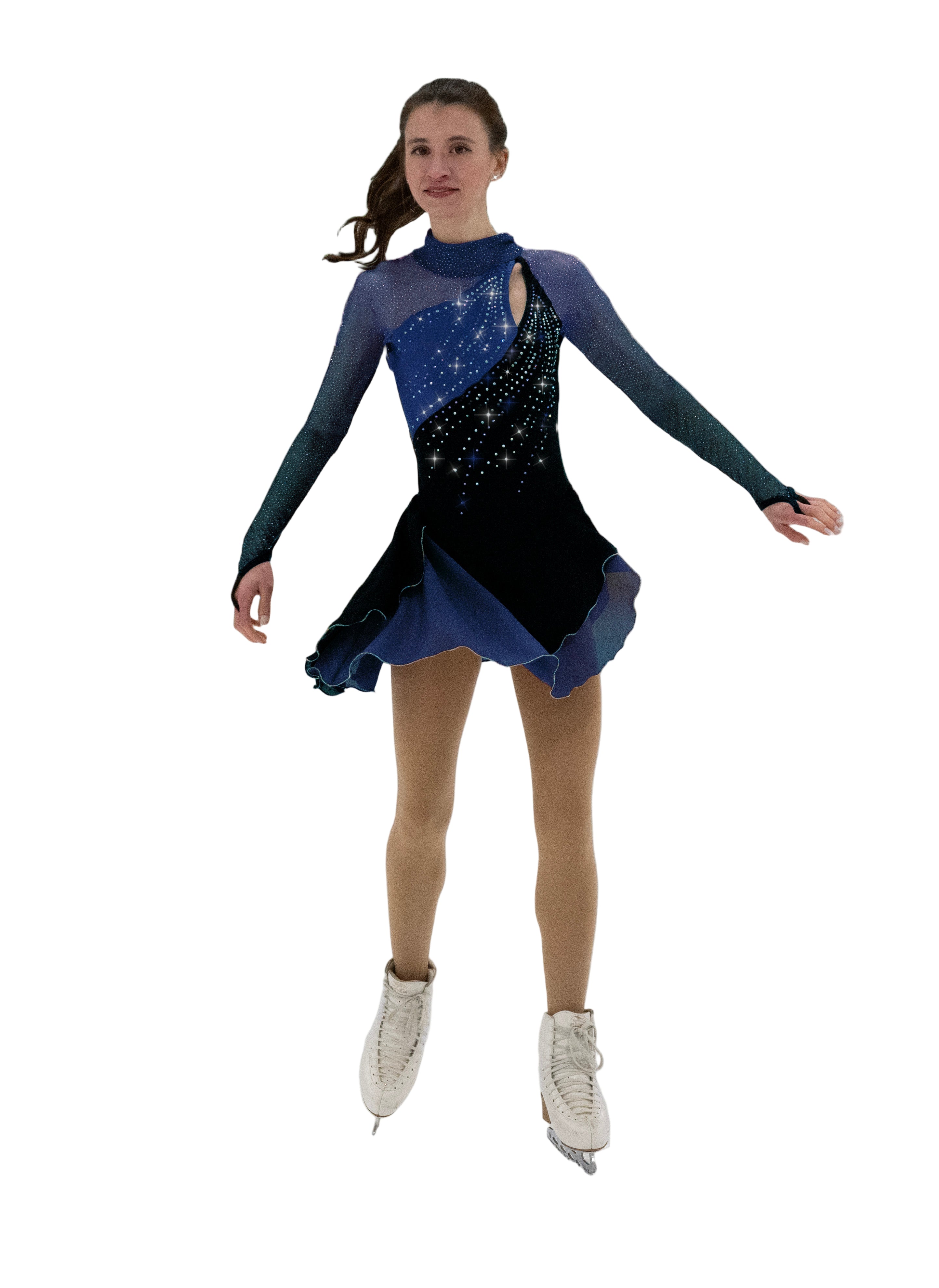 589 Split Jump Skating Dress in Black/Blue by Jerry's