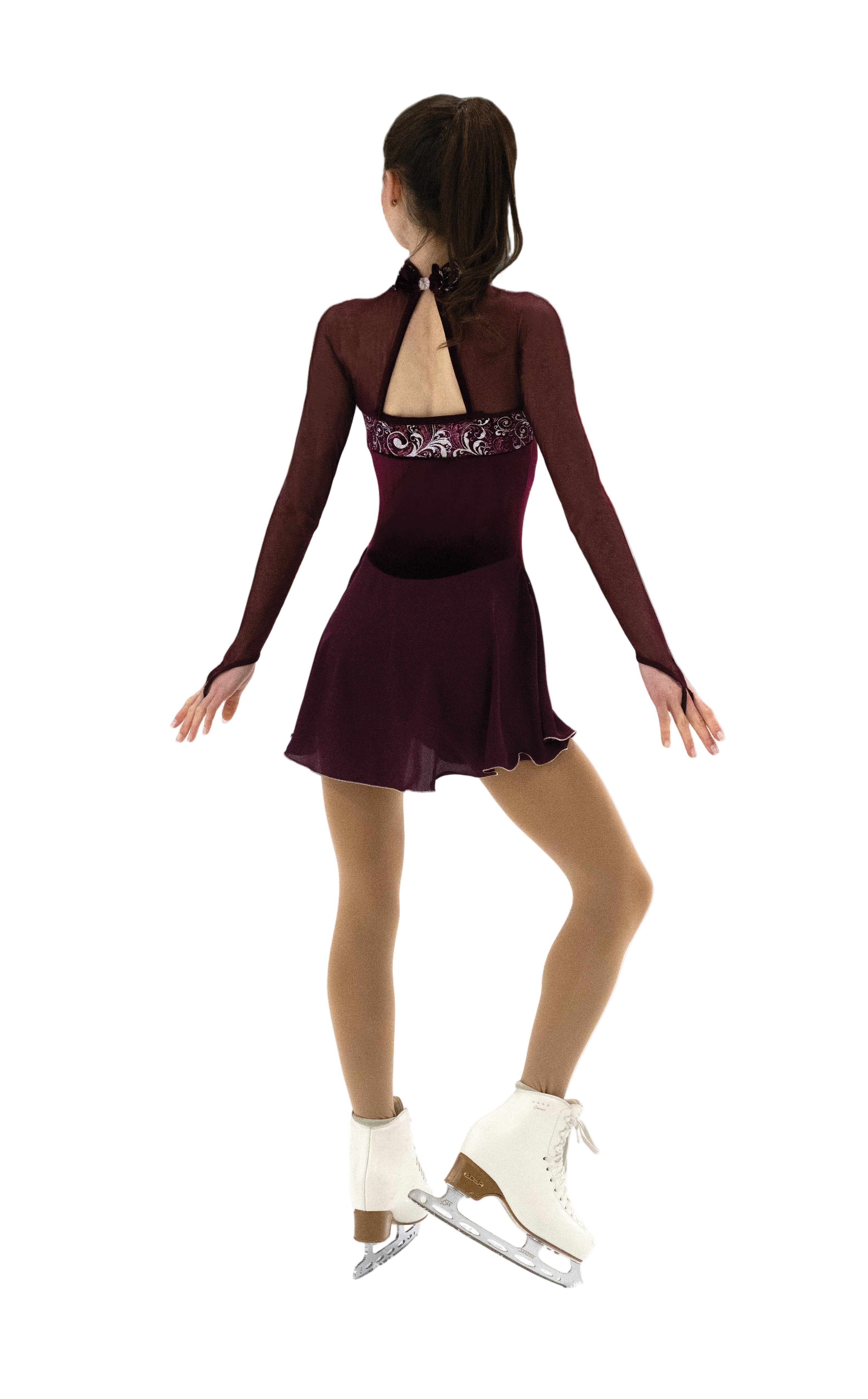 596 Crystal Fanfare Skating Dress in Burgundy by Jerry's