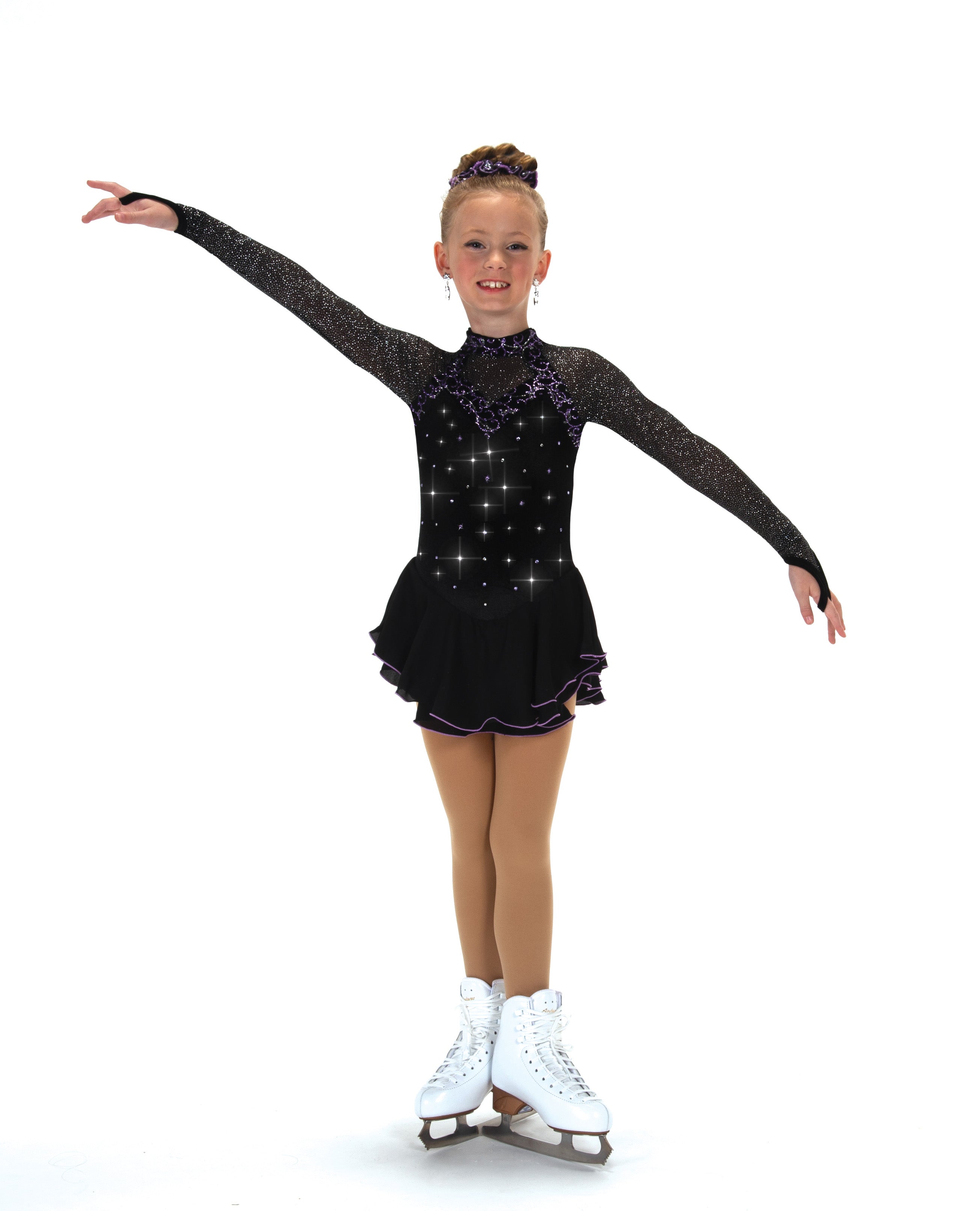605 White Knight Skating Dress in Black by Jerry’s - Clothing > Figure Skating Dresses