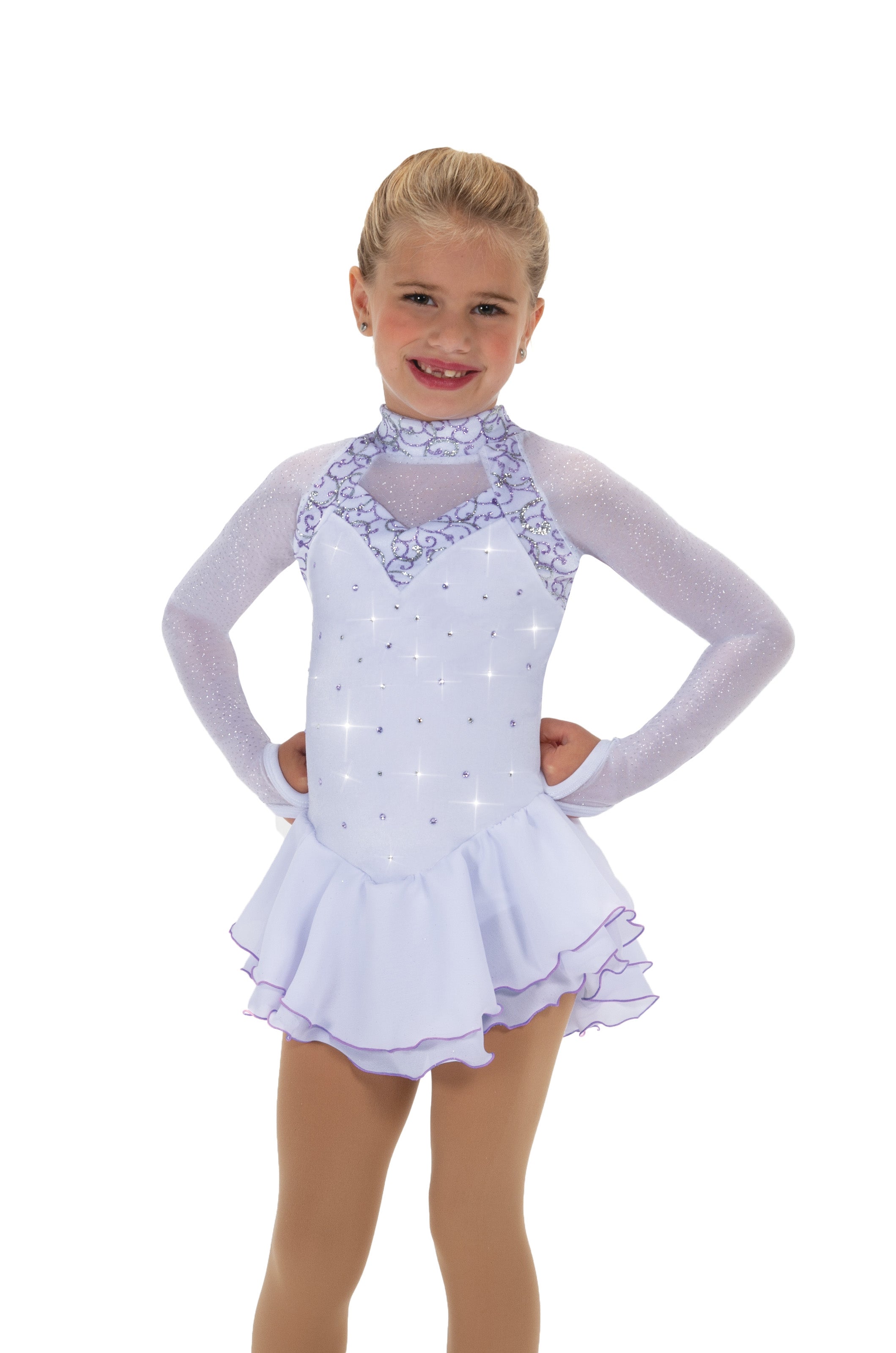 605 White Knight Skating Dress in White by Jerry’s - Clothing > Figure Skating Dresses