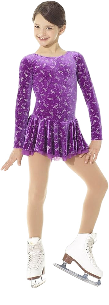 2747 Ice Skating Dress by Mondor in Purple with Silver Glitter
