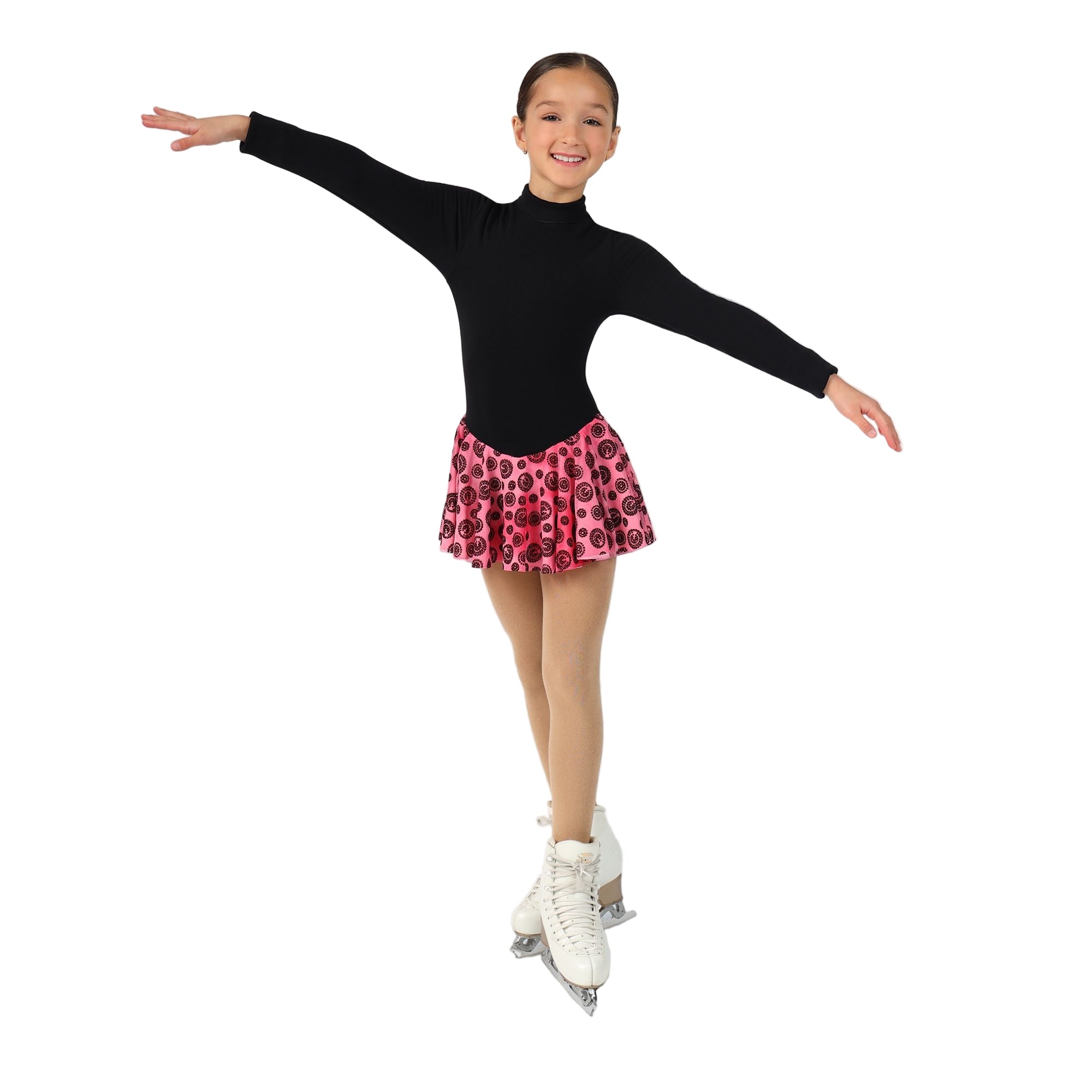 4406 Mondor Polartec Ice Skating Dress in Black & Pink