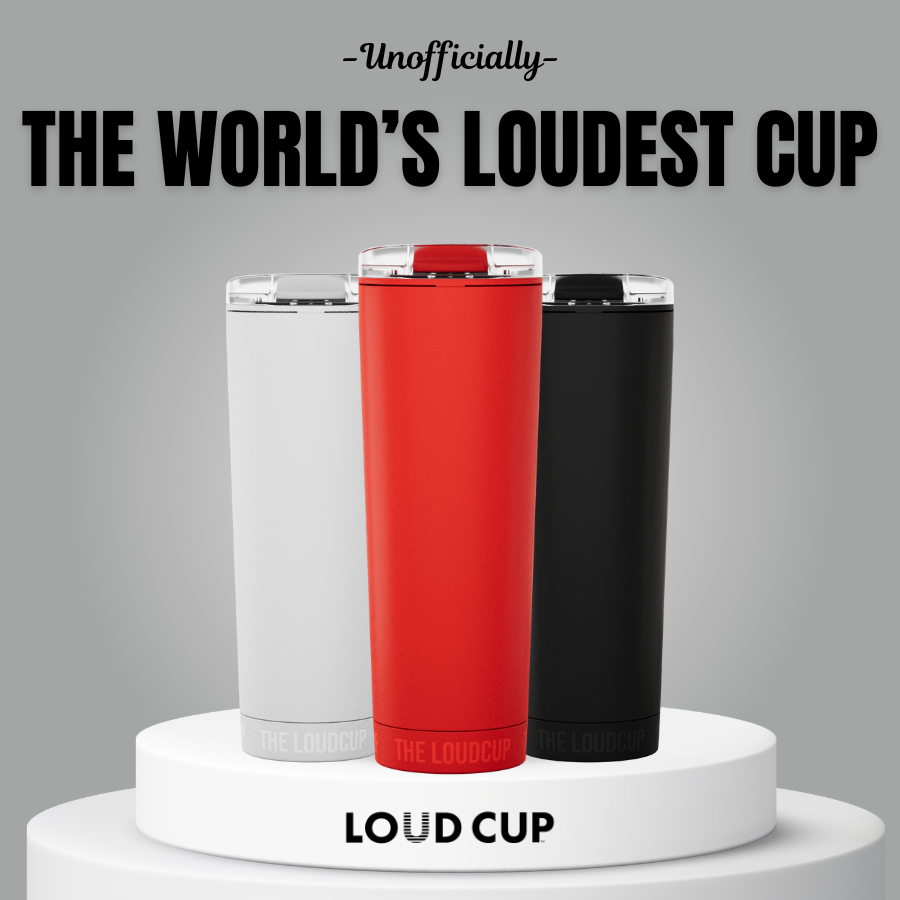 LoudCup 20 oz Tumbler + Integrated Stadium Horn- Worlds Loudest Cup for Noisy Fans