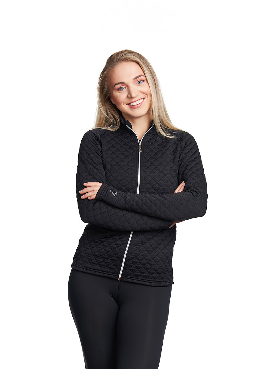 JIV Sport Classy Quilted Ice Skating Jacket in Black