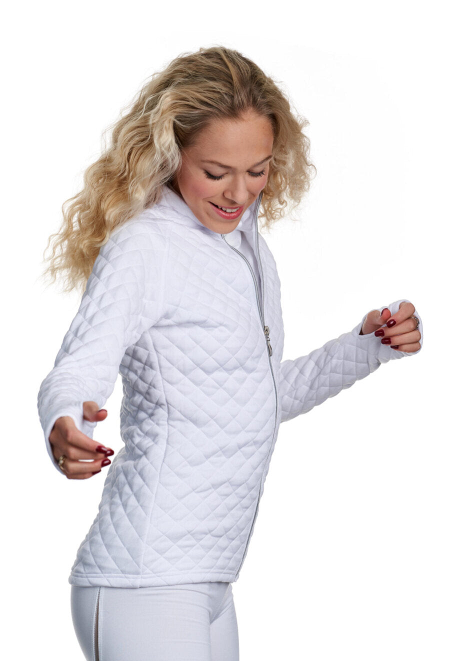 JIV Sport Classy Quilted Ice Skating Jacket in White