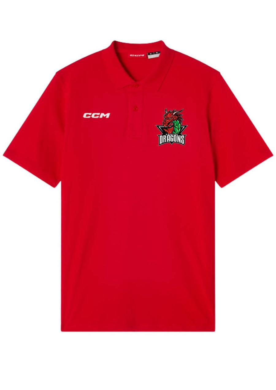 CCM Deeside Dragons Team Polo Shirt - Red- Official Merchandise