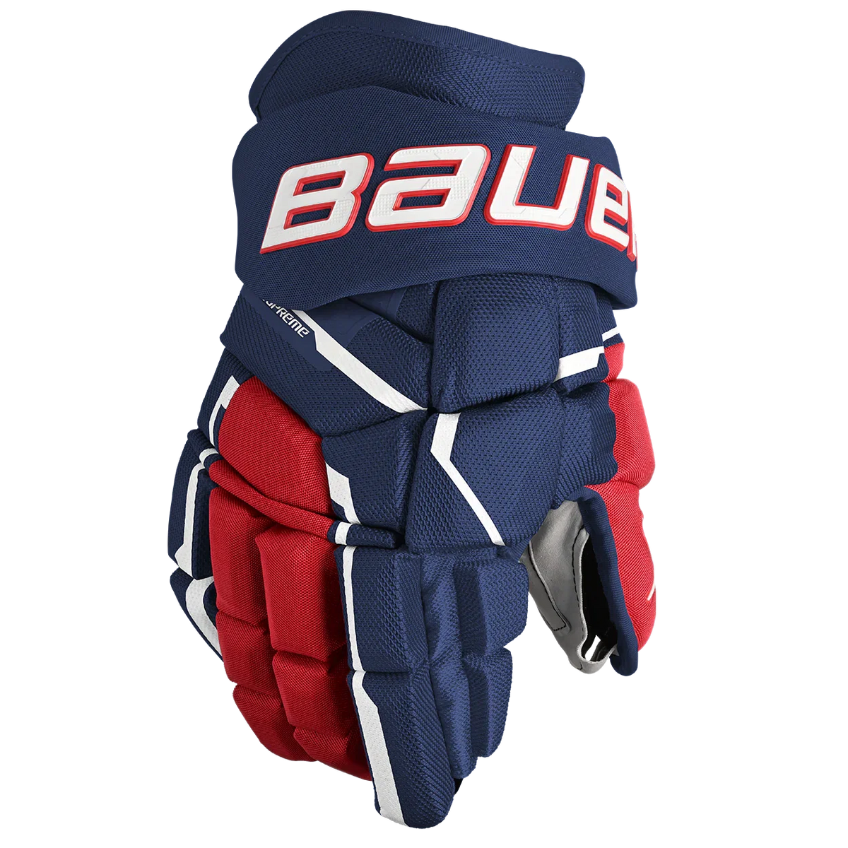 Bauer Supreme Mach Gloves - Intermediate - Navy / Red / White / 12’’ - Hockey Protection > Gloves