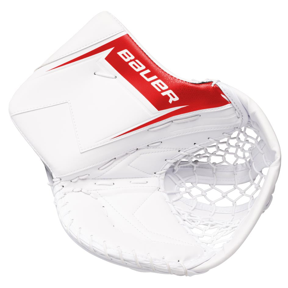 Bauer SV-Pro Goalie Catch Glove Senior - White/Red / Regular - Goalie Catchers