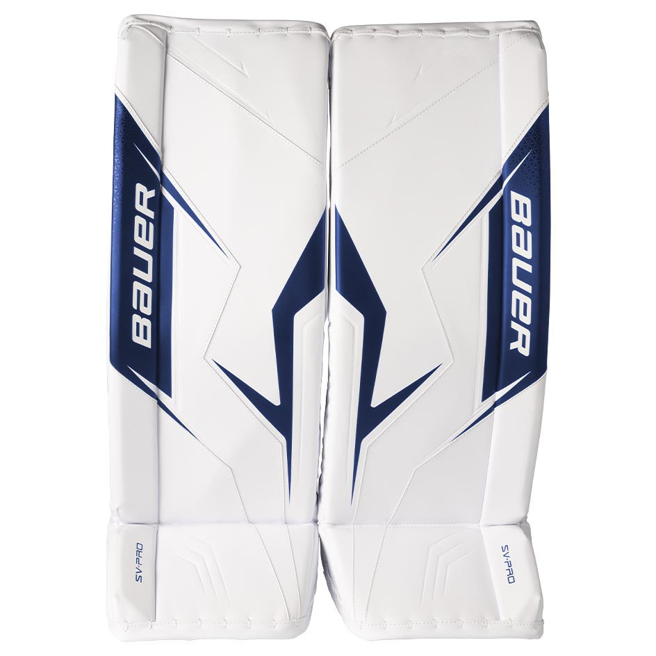 Bauer SV-Pro Goalie Leg Pads Senior - White/Navy / Small - Goalie Pads