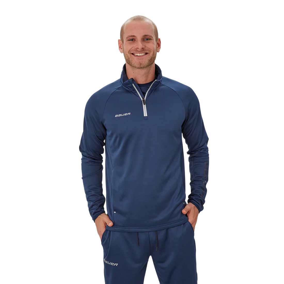 Bauer Vapor Fleece 1/4 Zip Top - Navy / Youth XXS - Hockey Protection > Clothing