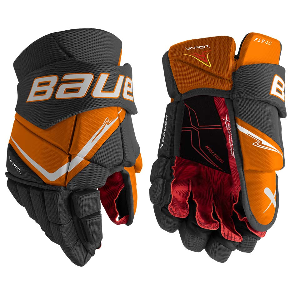 Bauer Vapor Fly40 Gloves Senior - Black/Orange / 14’’ - Ice Hockey Gloves