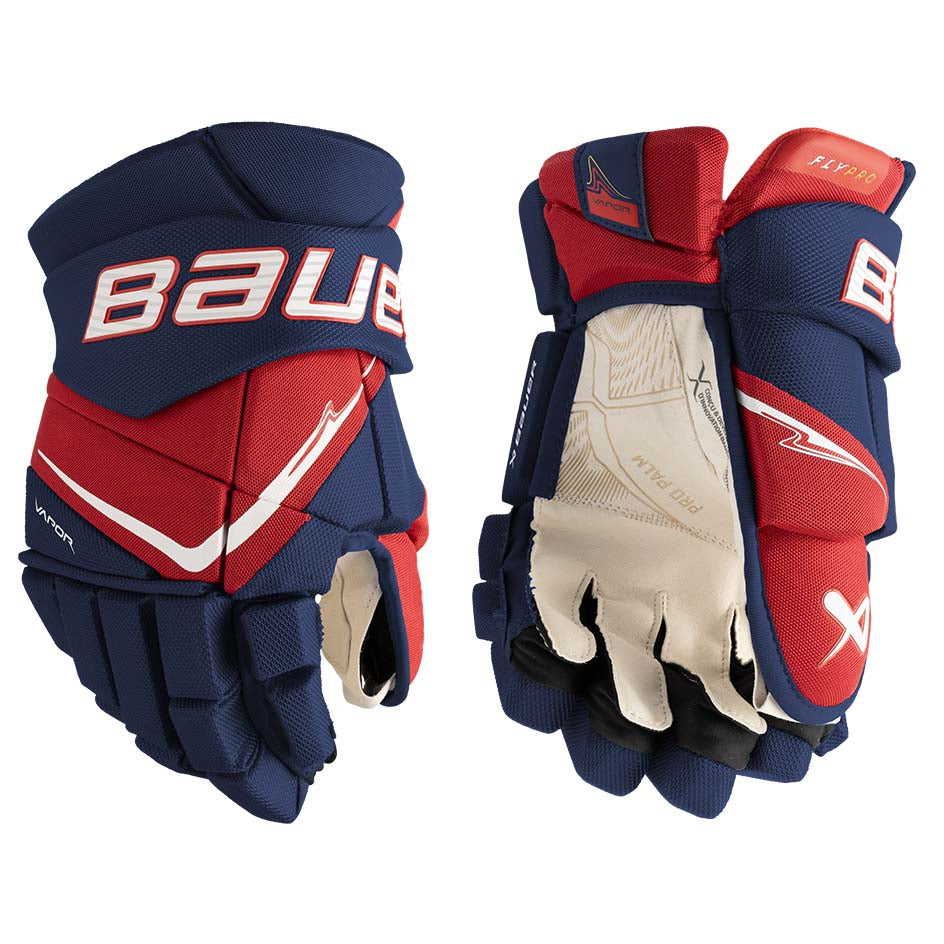 Bauer Vapor FlyPro Gloves Intermediate - Navy/Red/White / 12’’ - Ice Hockey Gloves