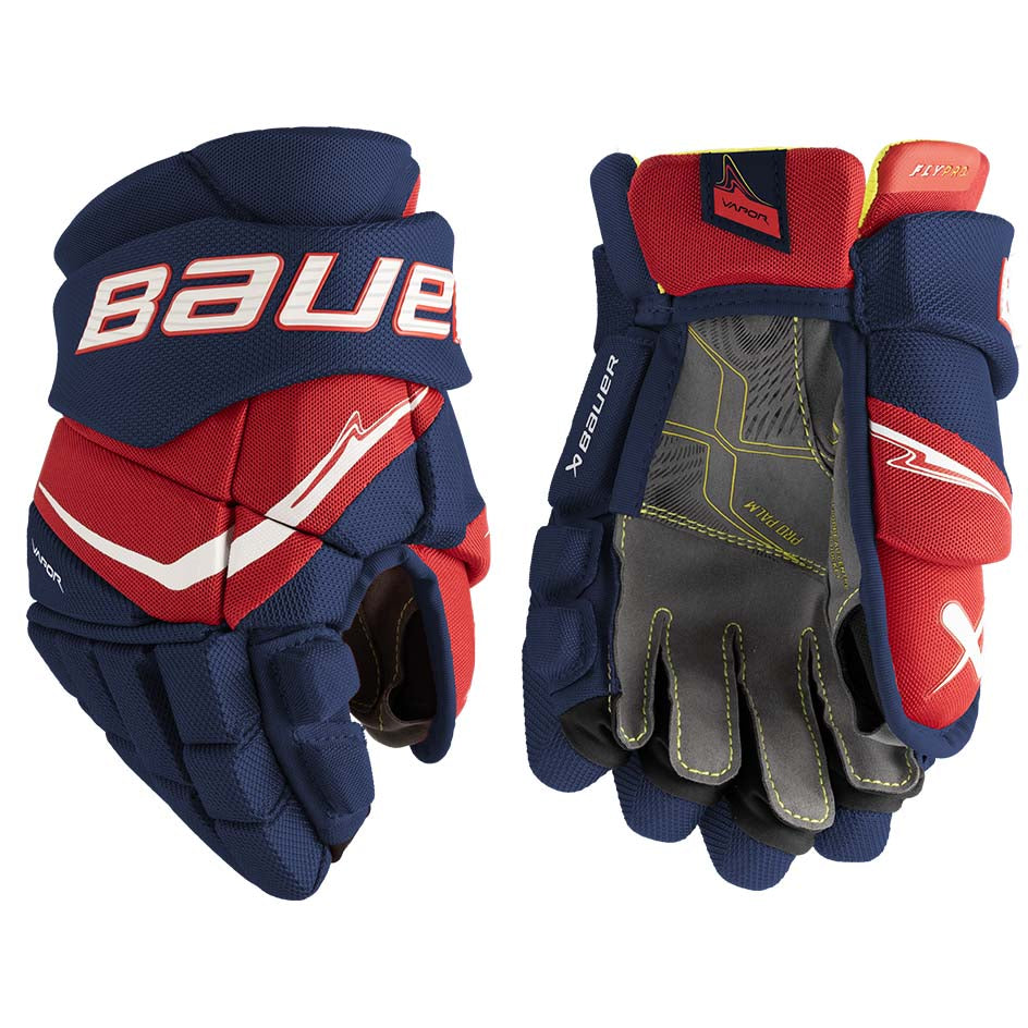 Bauer Vapor FlyPro Gloves Junior - Navy/Red/White / 10’’ - Ice Hockey Gloves