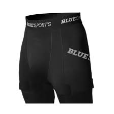 Blue Sports Compression Fitted Short With Cup - Senior - Senior Small - Jocks & Jills