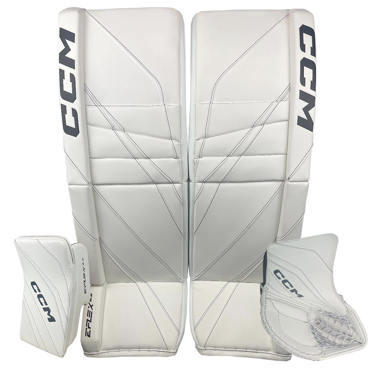 CCM EFlex 6.9 Goalie Set – Intermediate (31 + 1) – White - Goalie Pads