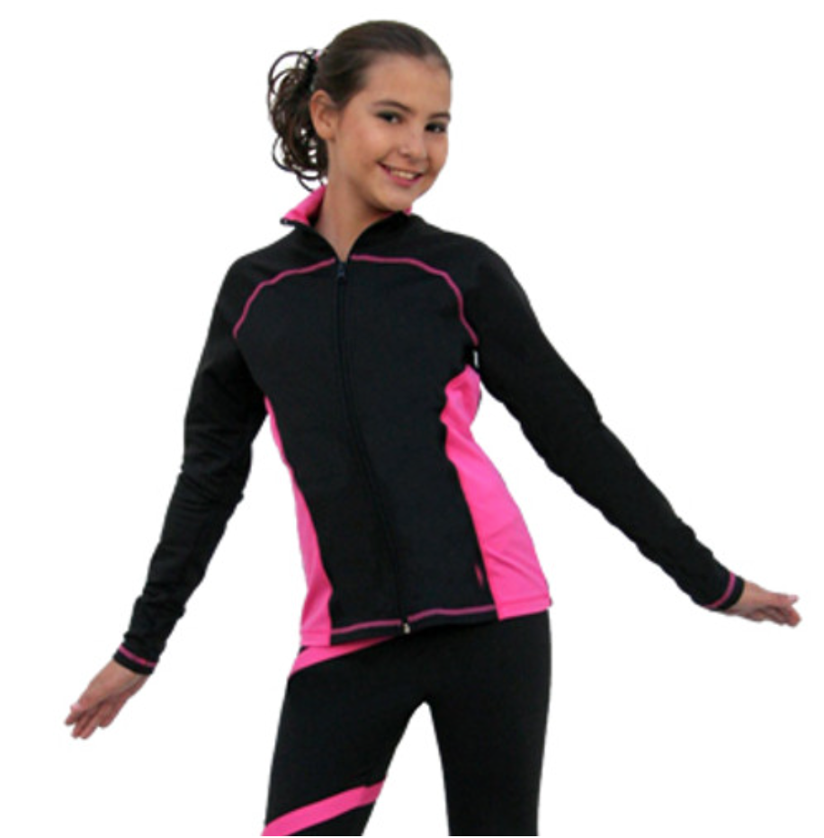 Chloe Noel J06 2Tone Princess Seam Skating Jacket - Fuschia / Child Small / Crystal - Jackets and Gilets