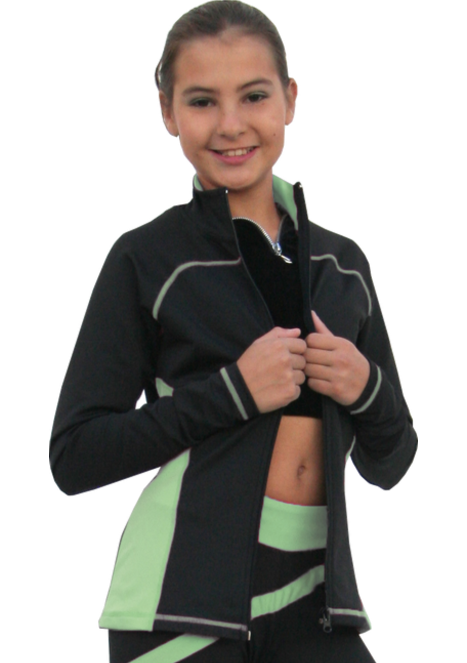 Chloe Noel J06 2Tone Princess Seam Skating Jacket - Lime Green / Child Large / Crystal - Jackets and Gilets