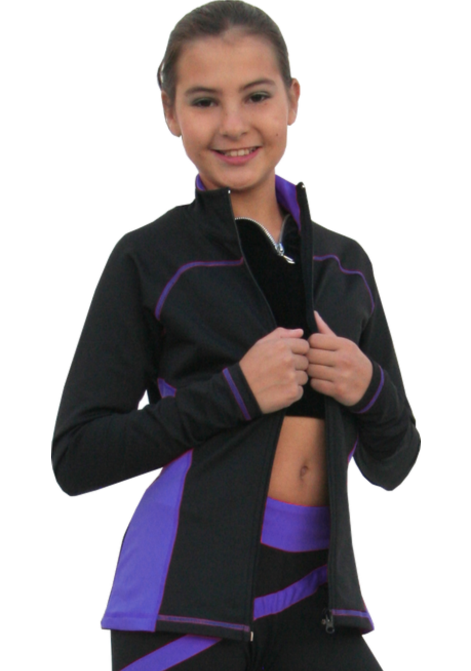 Chloe Noel J06 2Tone Princess Seam Skating Jacket - Purple / Child Small / Crystal - Jackets and Gilets