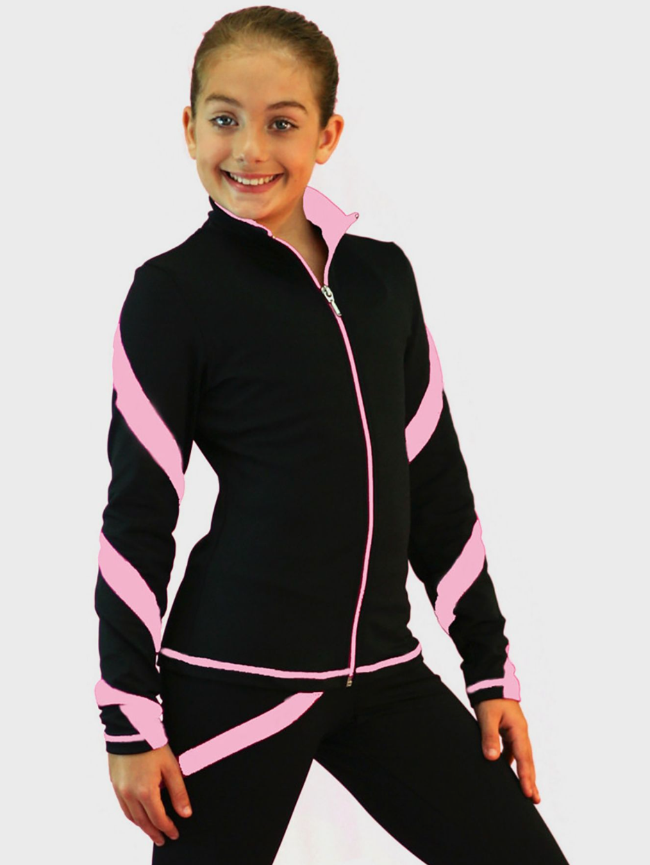 Chloe Noel J36 Spiral Figure Skating Jacket - Light Pink / Child Small / No Crystal - Jackets and Gilets