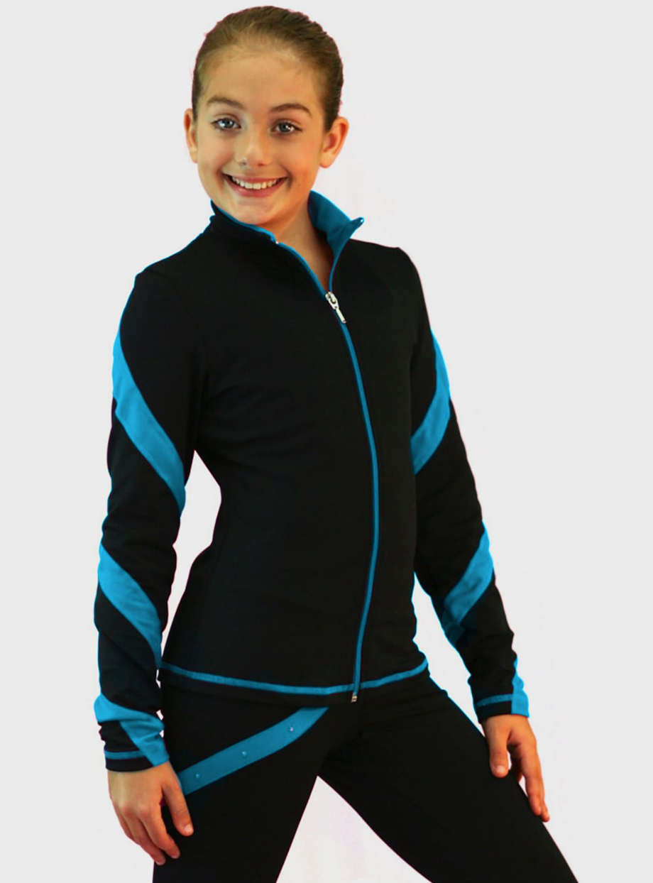 Chloe Noel J36 Spiral Figure Skating Jacket - Turquoise / Child Small / No Crystal - Jackets and Gilets