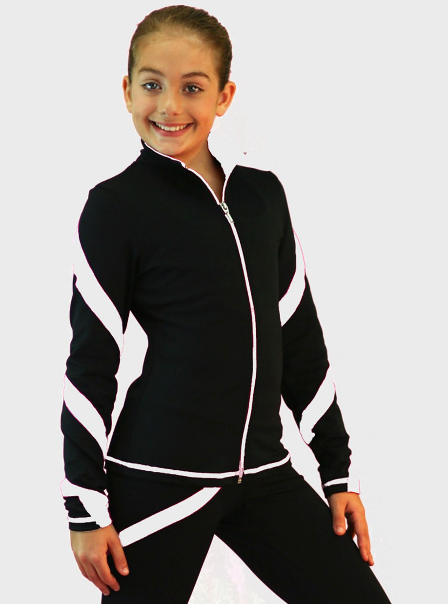 Chloe Noel J36 Spiral Figure Skating Jacket - White / Child Small / No Crystal - Jackets and Gilets