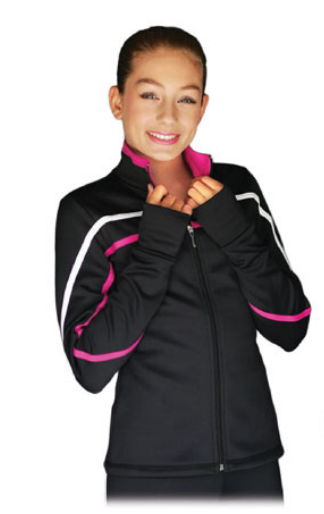 Chloe Noel J618F Skating Jacket - Crystal Option Available - Black/ Fushcia / Child XS / No Crystals - Jackets