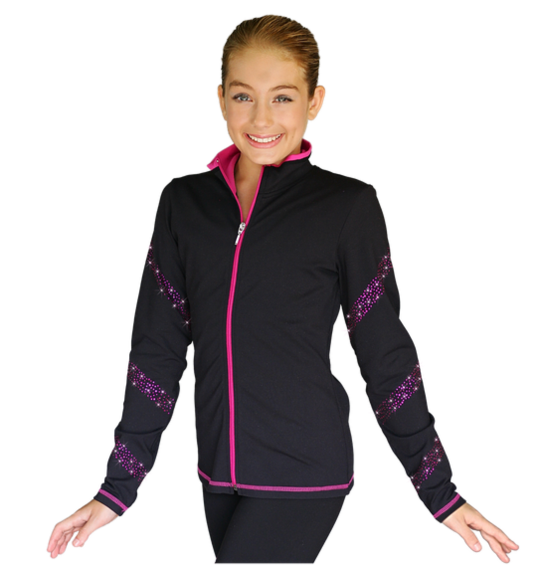 Chloe Noel JS96 Crystal Spiral Figure Skating Jacket - Fuschia / Child XS - Jackets and Gilets
