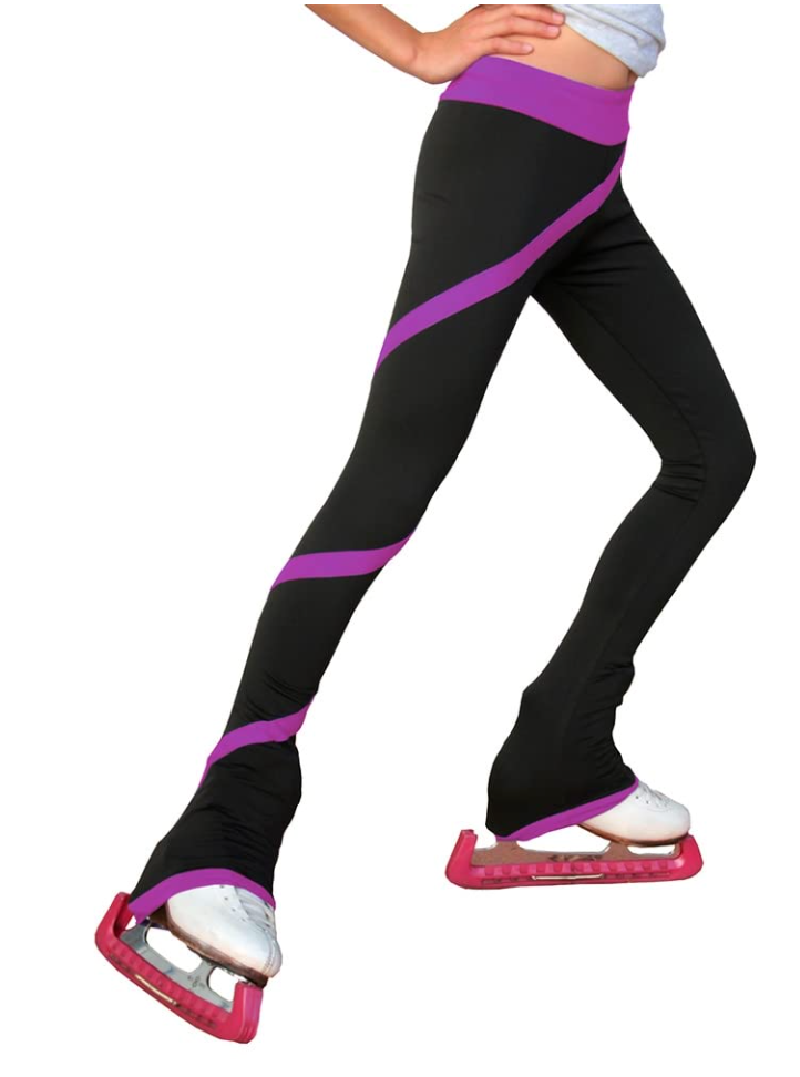 Chloe Noel P06 Spiral Figure Skating Leggings - Purple / Child XS - Clothing > Figure Skating Leggings