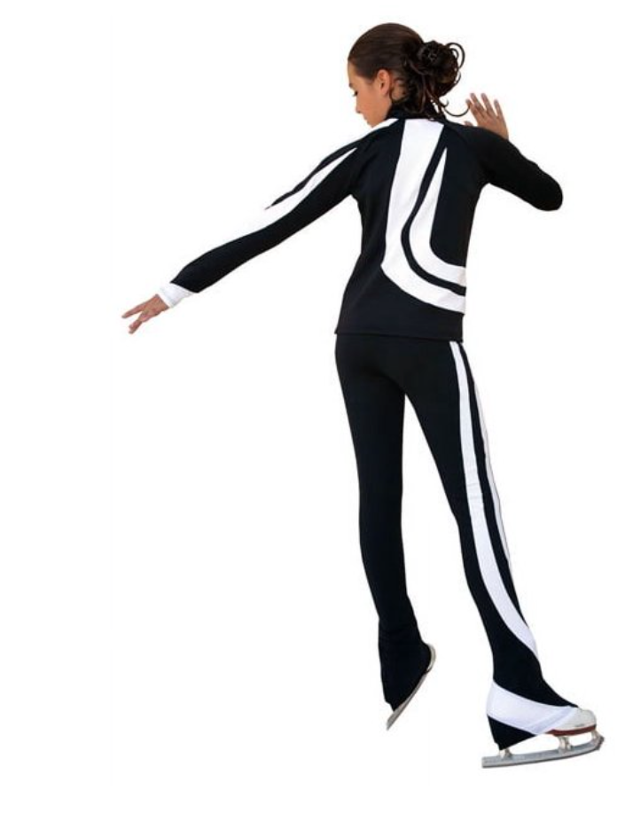 Chloe Noel P26 Swirl Skating Leggings - White (Crystals) / Child XS - Clothing > Figure Skating Leggings