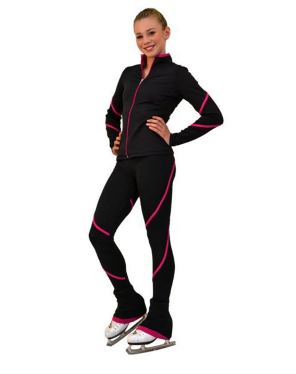 Chloe Noel P76 Figure Skating Pants - Black/ Fuschia / Adult Large - Clothing > Figure Skating Leggings