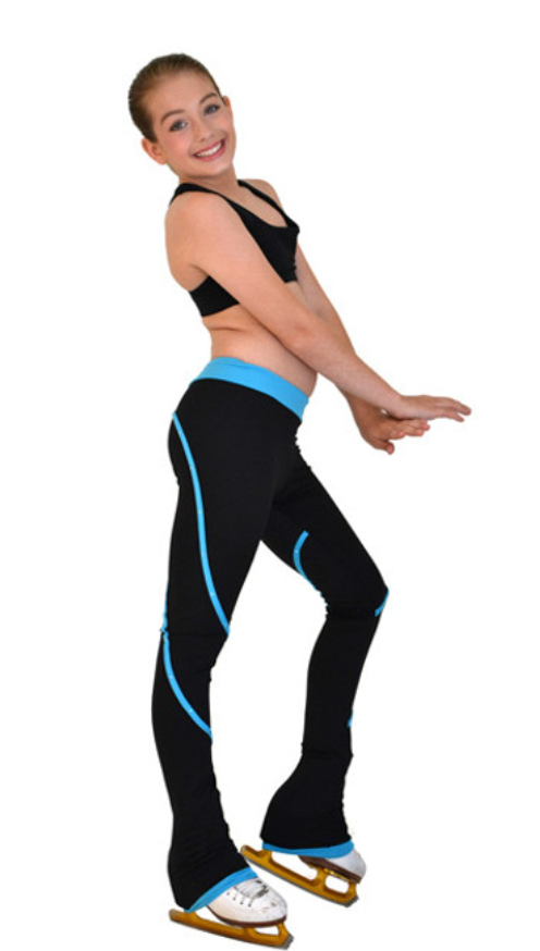 Chloe Noel P76 Figure Skating Pants - Black/ Turquoise / Adult Large - Clothing > Figure Skating Leggings