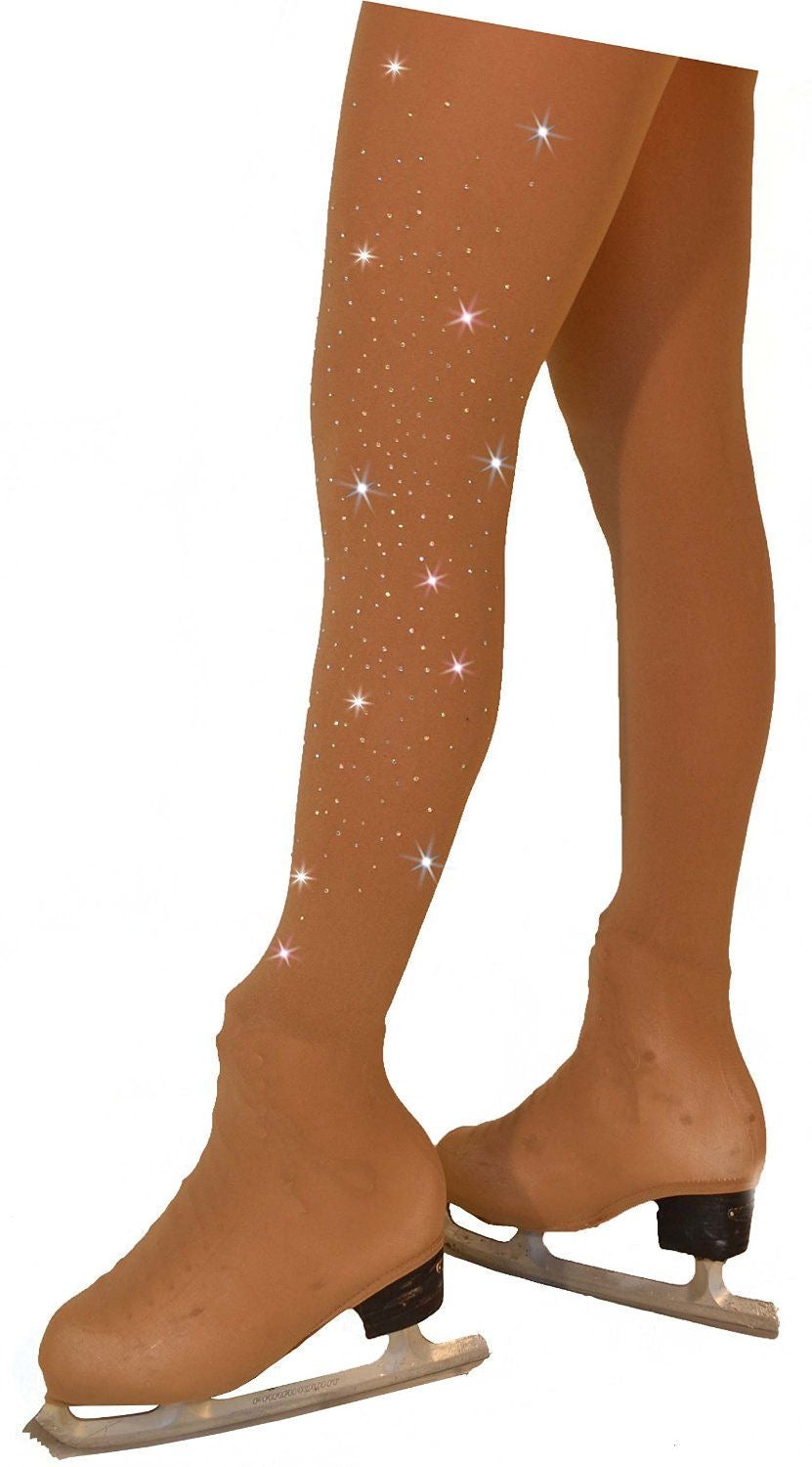Chloe Noel TB3332 Over the Boot Crystal Tights - Medium Tan - Clothing > Figure Skating Tights