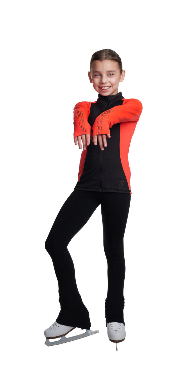 Jiv Sport Dynamic Ice Skating Jacket in Black & Coral