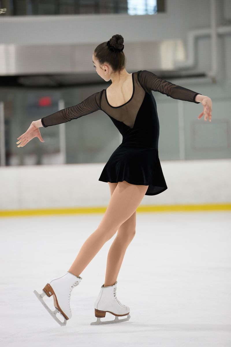 Mondor 2851 Ice Skating Dress in Plain Black Velvet with Mesh
