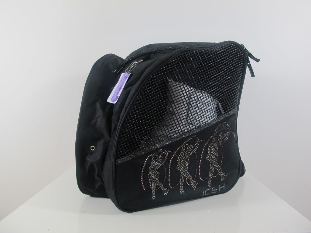 Ice H Skate Backpack Style Rhinestone Carry Bag - 1.5 Silver & Pink Crystal Skaters - Accessories > Skate Bags