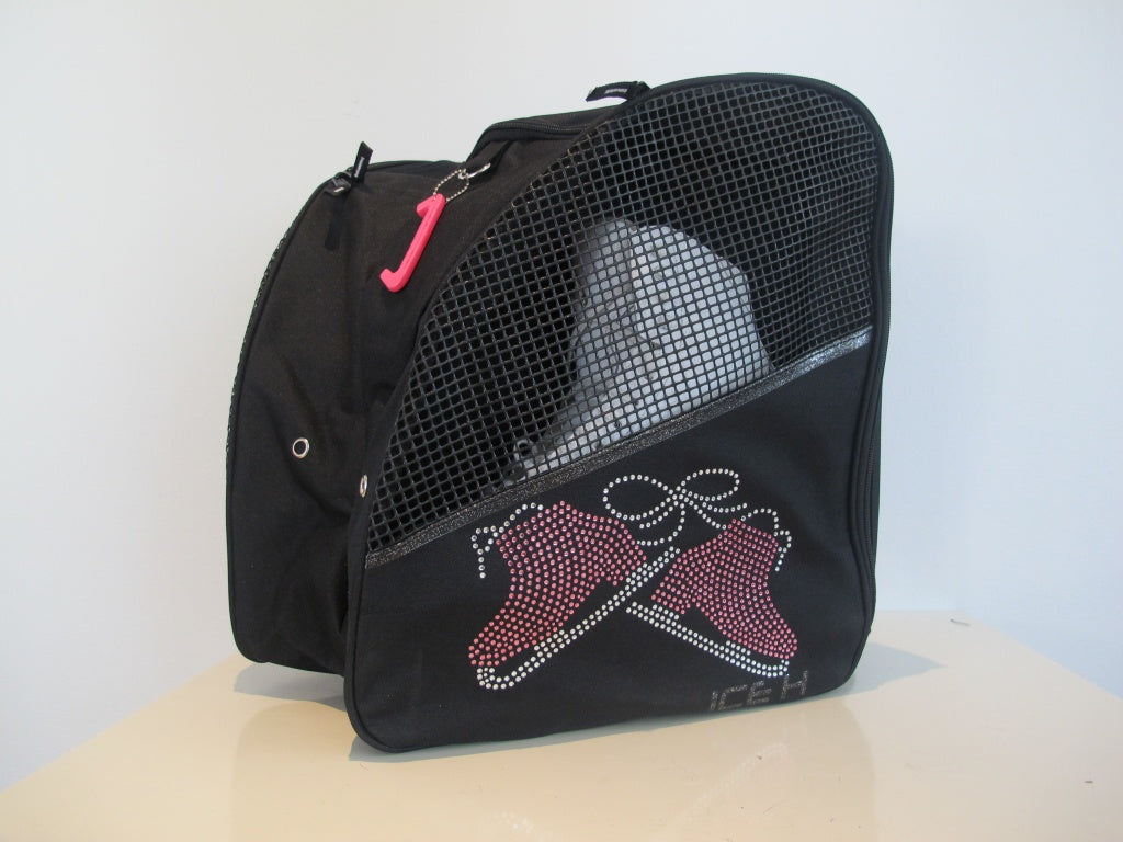 Ice H Skate Backpack Style Rhinestone Carry Bag - 3.6 Hot Pink Boots - Accessories > Skate Bags