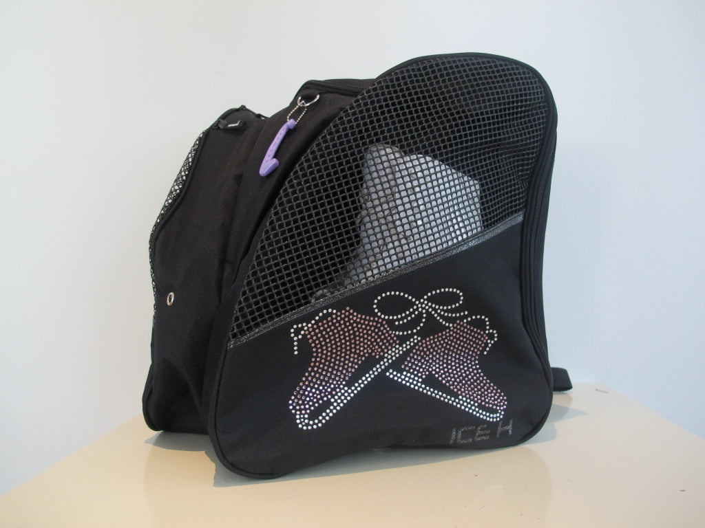 Ice H Skate Backpack Style Rhinestone Carry Bag - 3.7 Pale Pink Boots - Accessories > Skate Bags