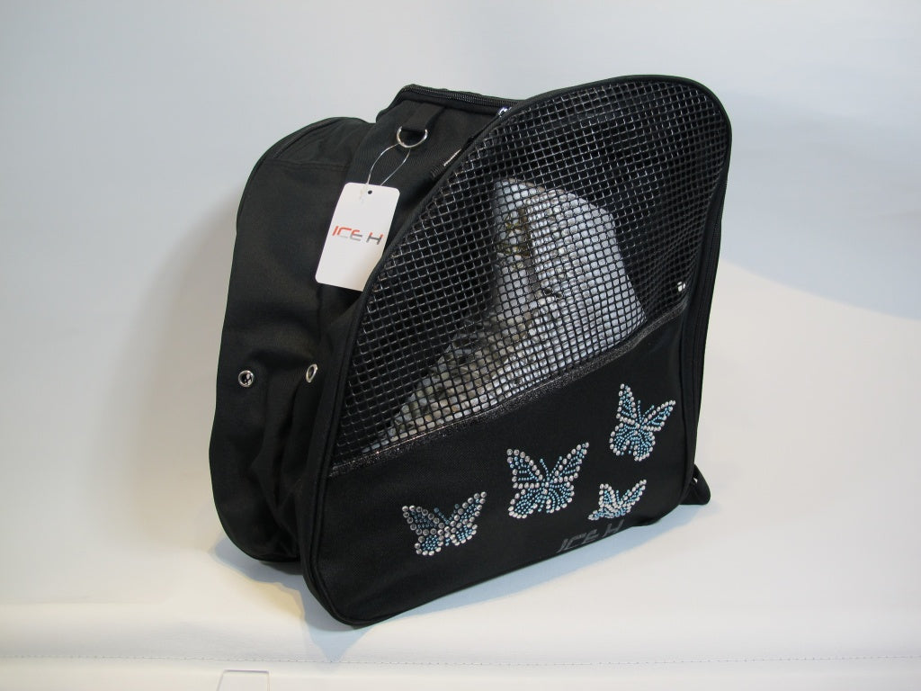 Ice H Skate Backpack Style Rhinestone Carry Bag - 5.2 Blue Butterfly - Accessories > Skate Bags