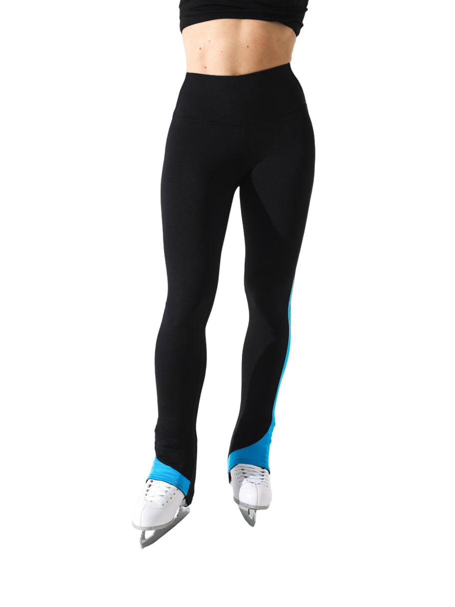 Jiv Sport Boost Leggings in Black & Turquoise - Clothing > Figure Skating Leggings