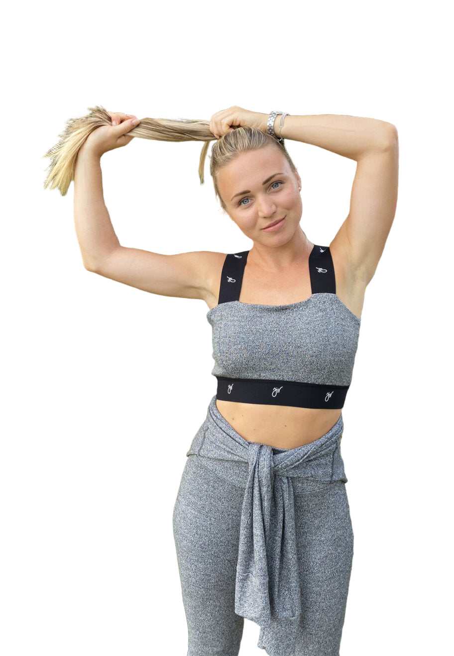 Jiv Sport Casa Pump Crop Top in Grey - Clothing > Figure Skating Tops
