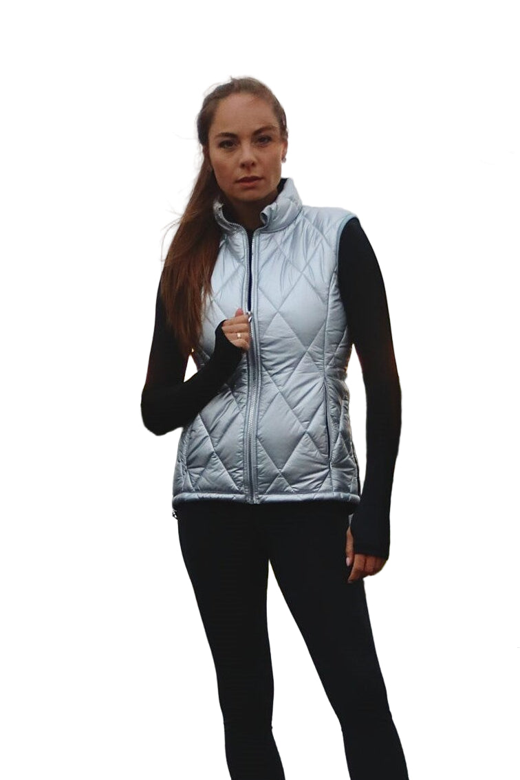 Jiv Sport Frost Padded Gilet in Silver - Clothing > Figure Skating Jackets