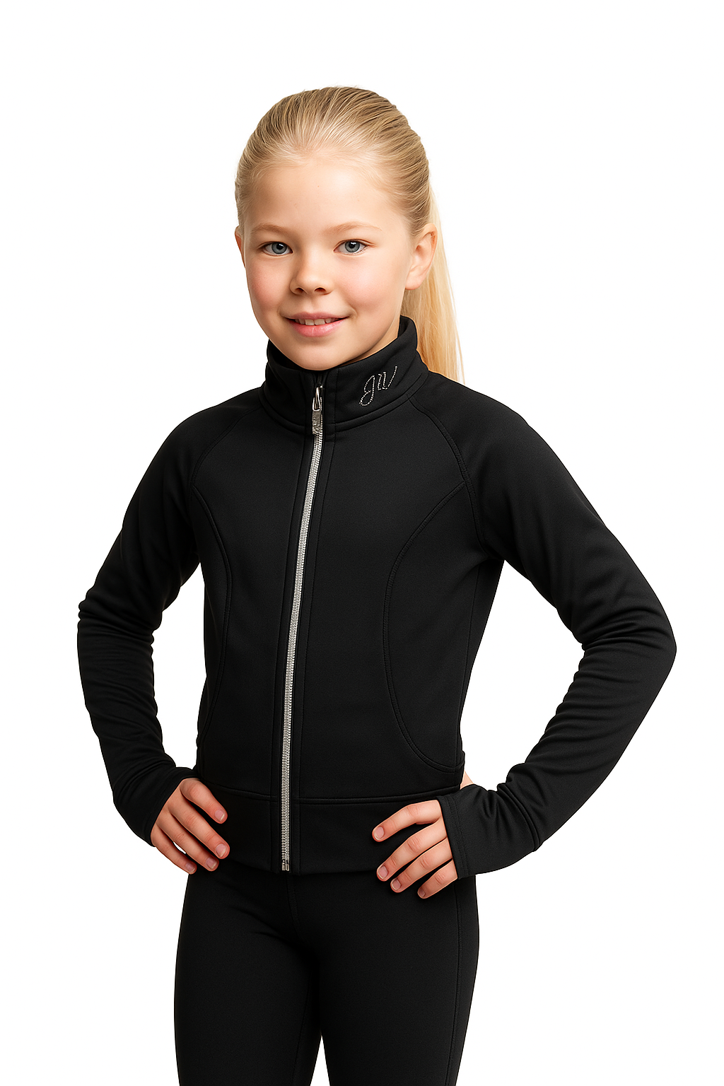 Jiv Sport J81F Figure Skating Jacket - Black or White - Black / 110 - Clothing > Figure Skating Jackets