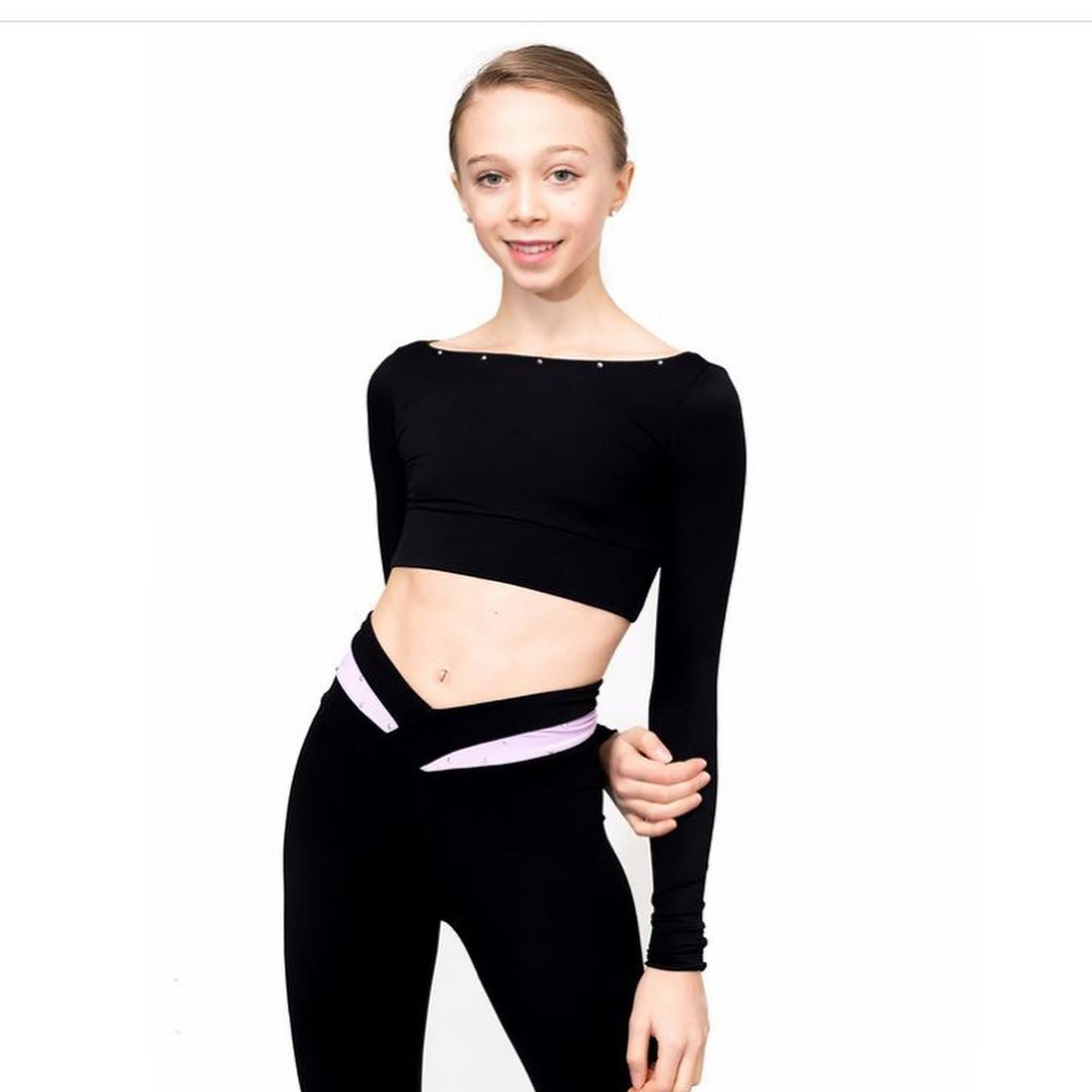 Karisma Livia Skating Top in Black with Black Lace - Clothing > Figure Skating Tops