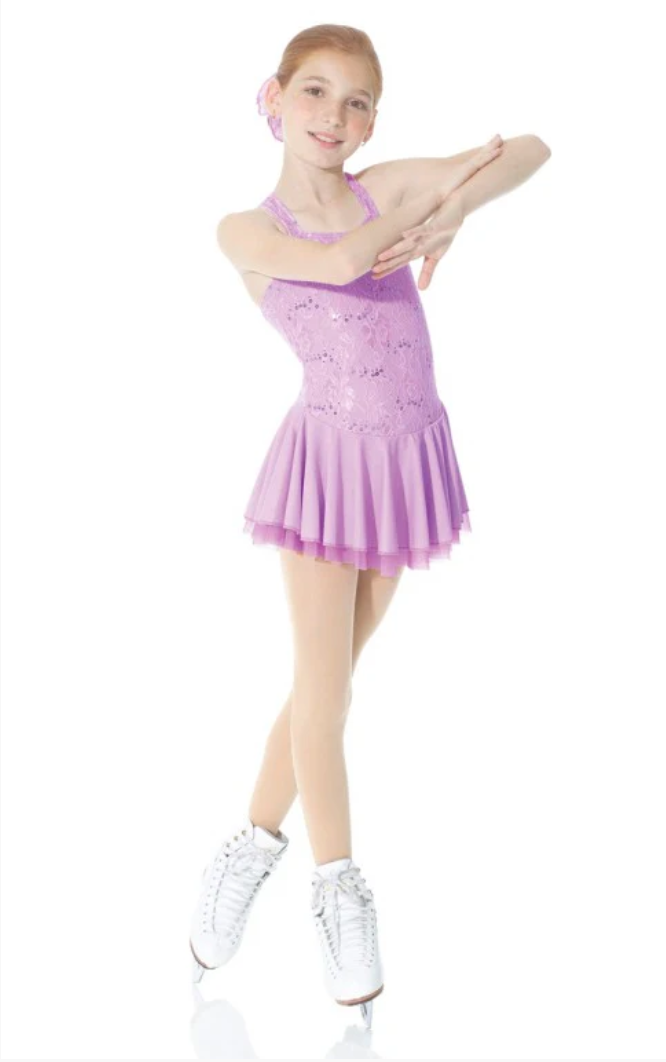 Mondor 12916 Skating Dress - Lilac/ Coral - Lilac / Age 8-10 - Clothing > Figure Skating Dresses