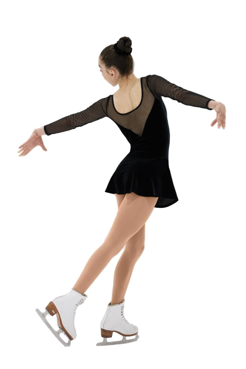 Mondor 2851 Ice Skating Dress in Plain Black Velvet with Mesh - Clothing > Figure Skating Dresses