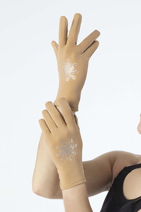 Mondor Thermal Ice Skating Gloves with Rhinestones. 11910. Nude or Black - Junior / Caramel (KR) - Clothing