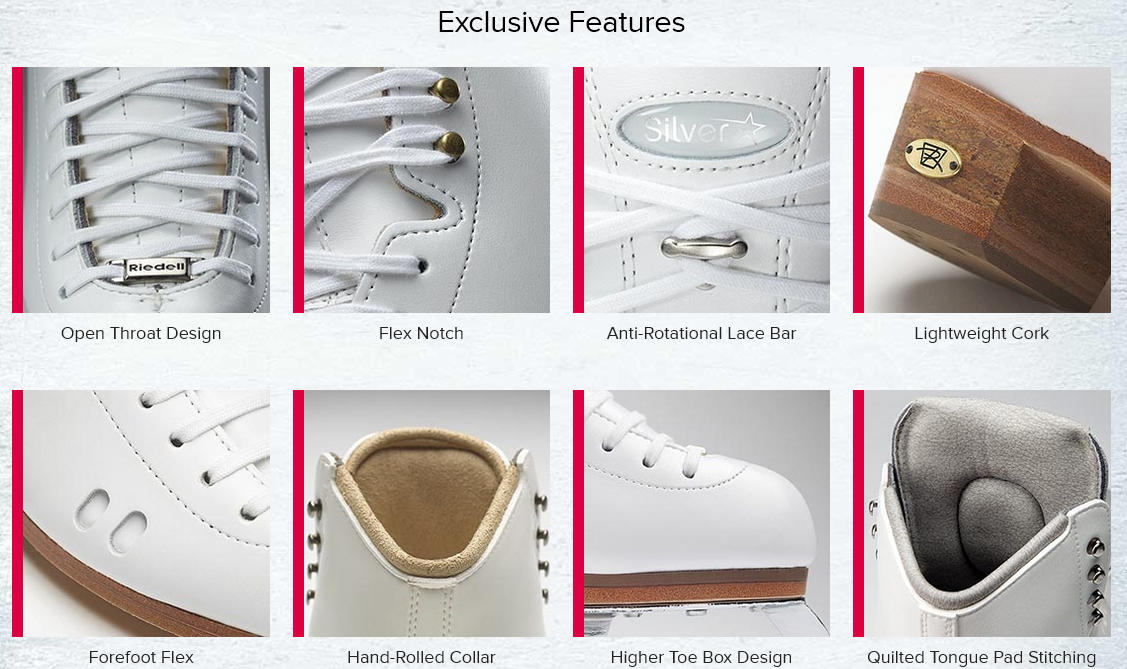 Riedell 875 Silver White Boot Only Sizes 4 - 10 - Figure Skating